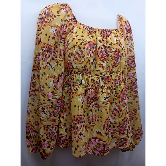 DR2 boho animal floral print vacation casual hippie balloon long sleeve S - Picture 5 of 8